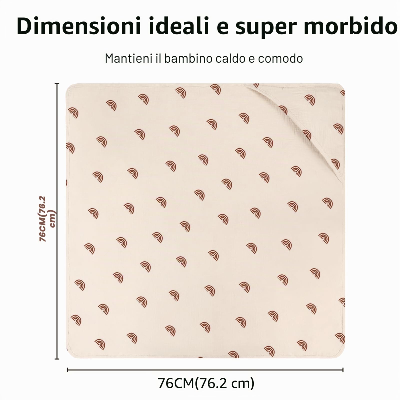 Asciugamani con Cappuccio per Bambini, Asciugamano Neonato in Mussola di Cotone, Asciugamano Morbido e Assorbente con Cappuccio per Bambini da 0 a 18 mesi, 76 x 76 cm, 2 Pezzi (Arcobaleno)