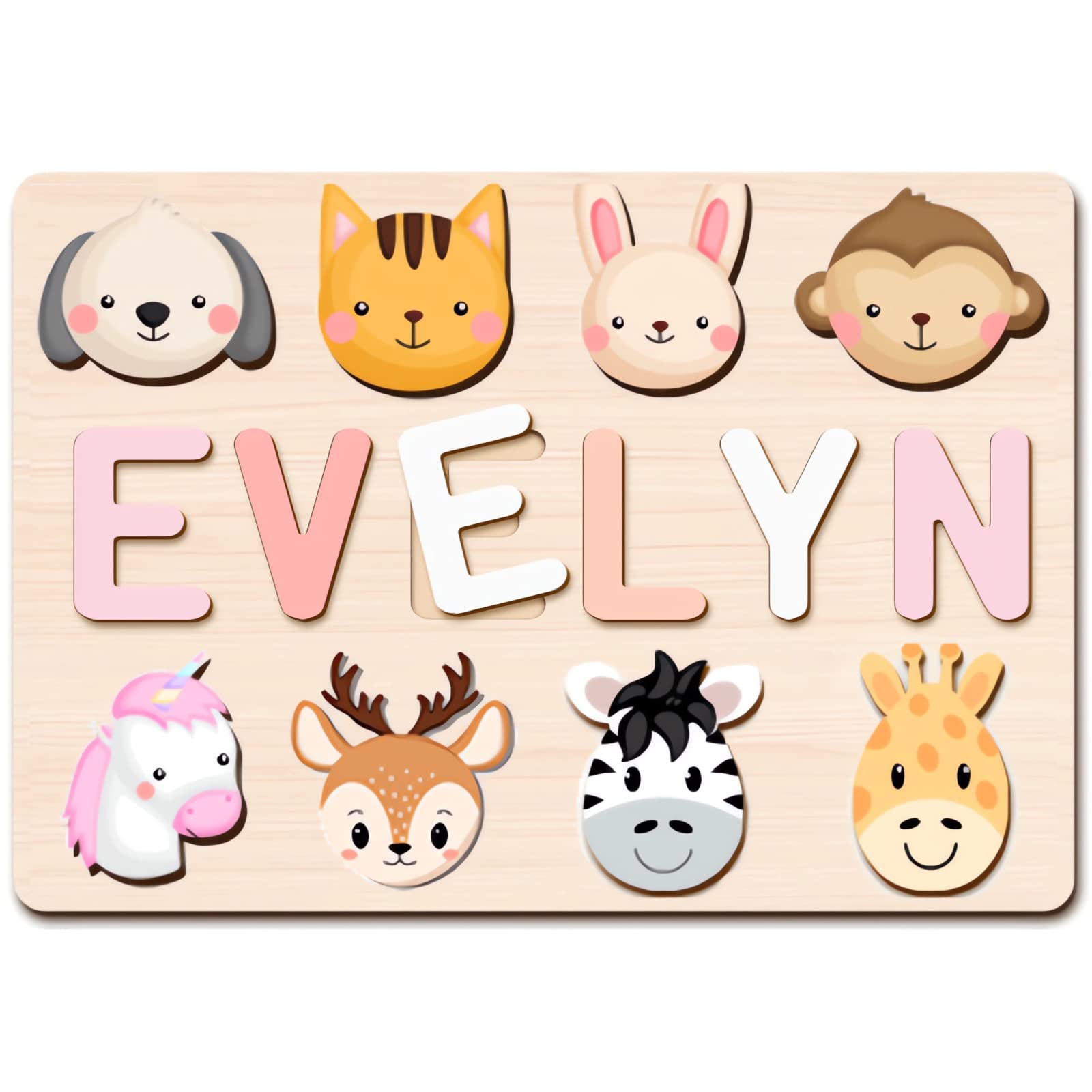 Personalized Name Puzzle with Gift Wrapping and Customizable Blessing - Custom Gift for Girl & Boy - Montessori Learning Toy for Toddlers Ages 1-3