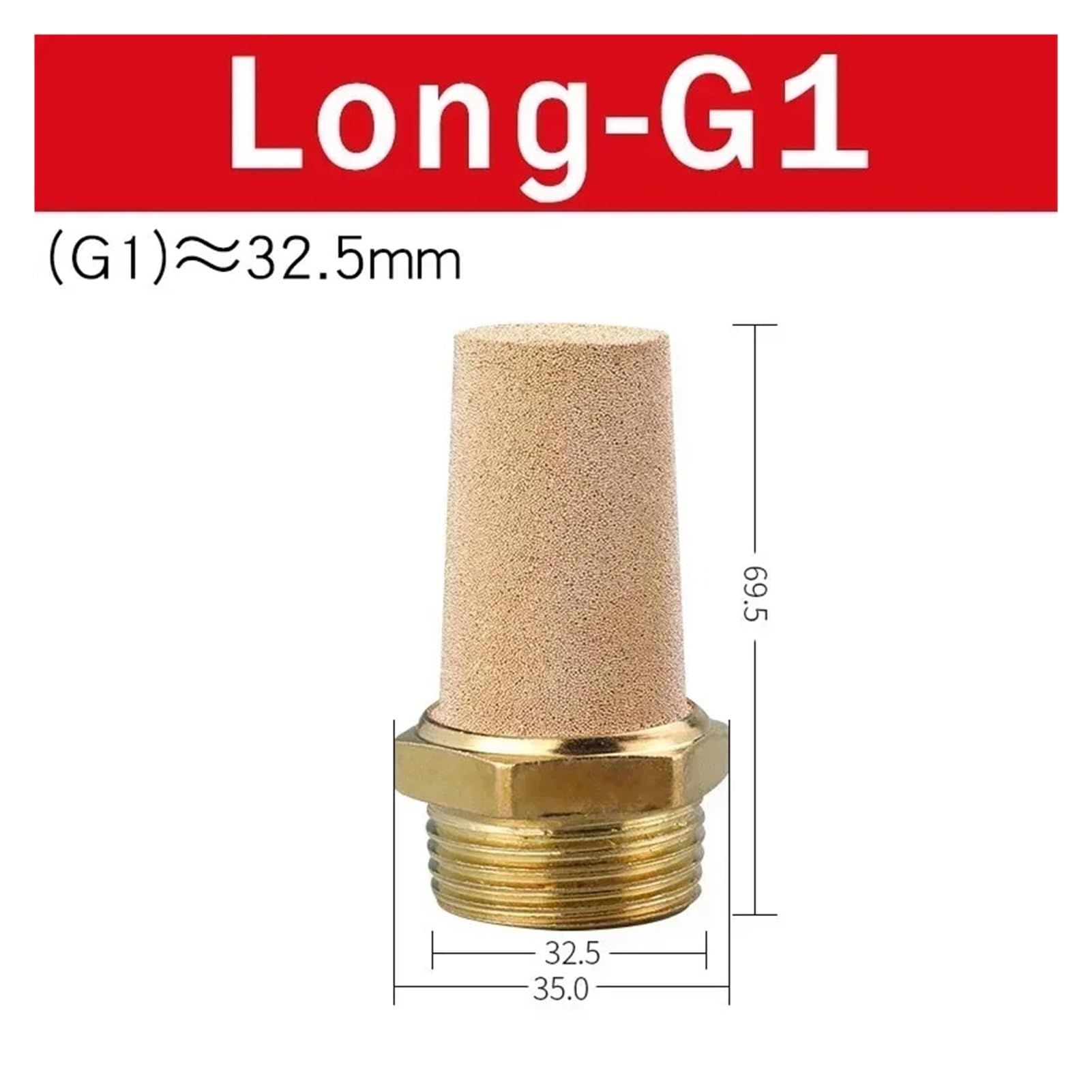 Silencieux d'échappement pneumatique Lot de 10/50 silencieux d'échappement pneumatiques en laiton 1/8", 1/4", 3/8", 1/2", BSL M5(Long-G1,10 PCS)