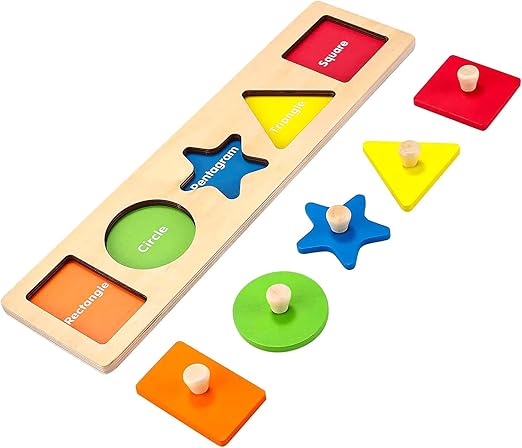 First Jumbo Knob Wooden Shape Puzzles for Toddlers 1-3,Montessori Shapes Sorter Board Puzzle for1 2 Year Old,Preschool Learning Toys for Baby Kids,1-2 Year Old Boy Girl