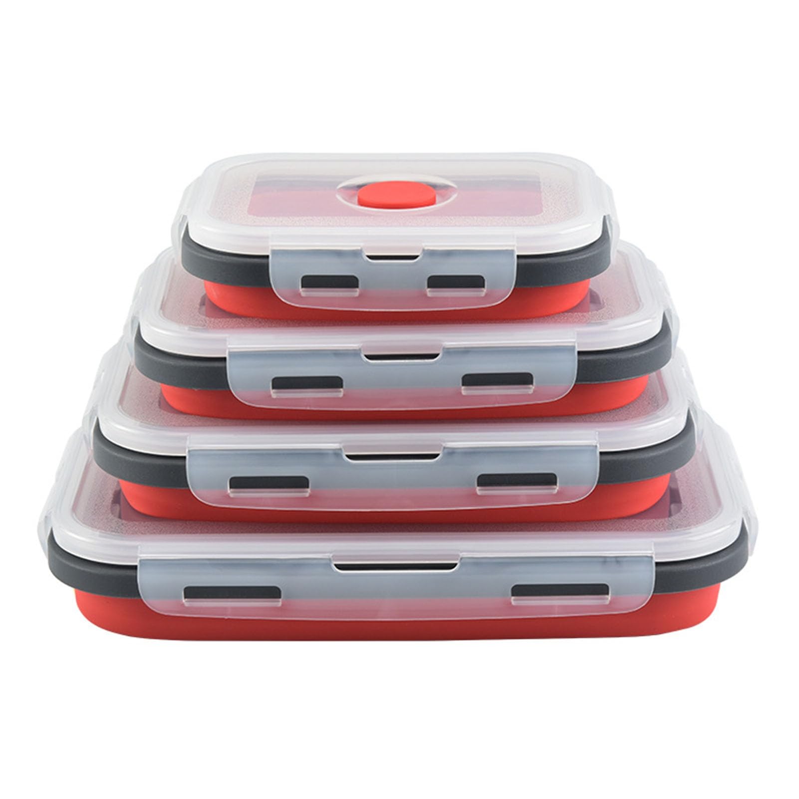 4 contenitori pieghevoli per alimenti con coperchi piatti impilabili set di contenitori per alimenti in silicone sigillato pranzo più croccante