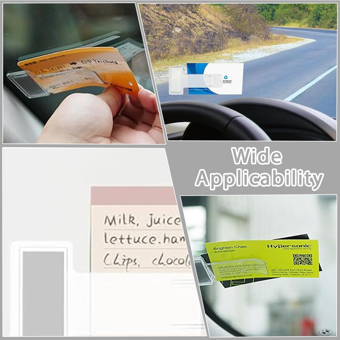 6 Soportes Transparentes Para Coche, Estacionamiento, Tarjetero Con Adhesivo Para Parabrisas, Clip Independiente Para Documentos, Soporte Para Boletos De Parabrisas De Coche (Transparente)