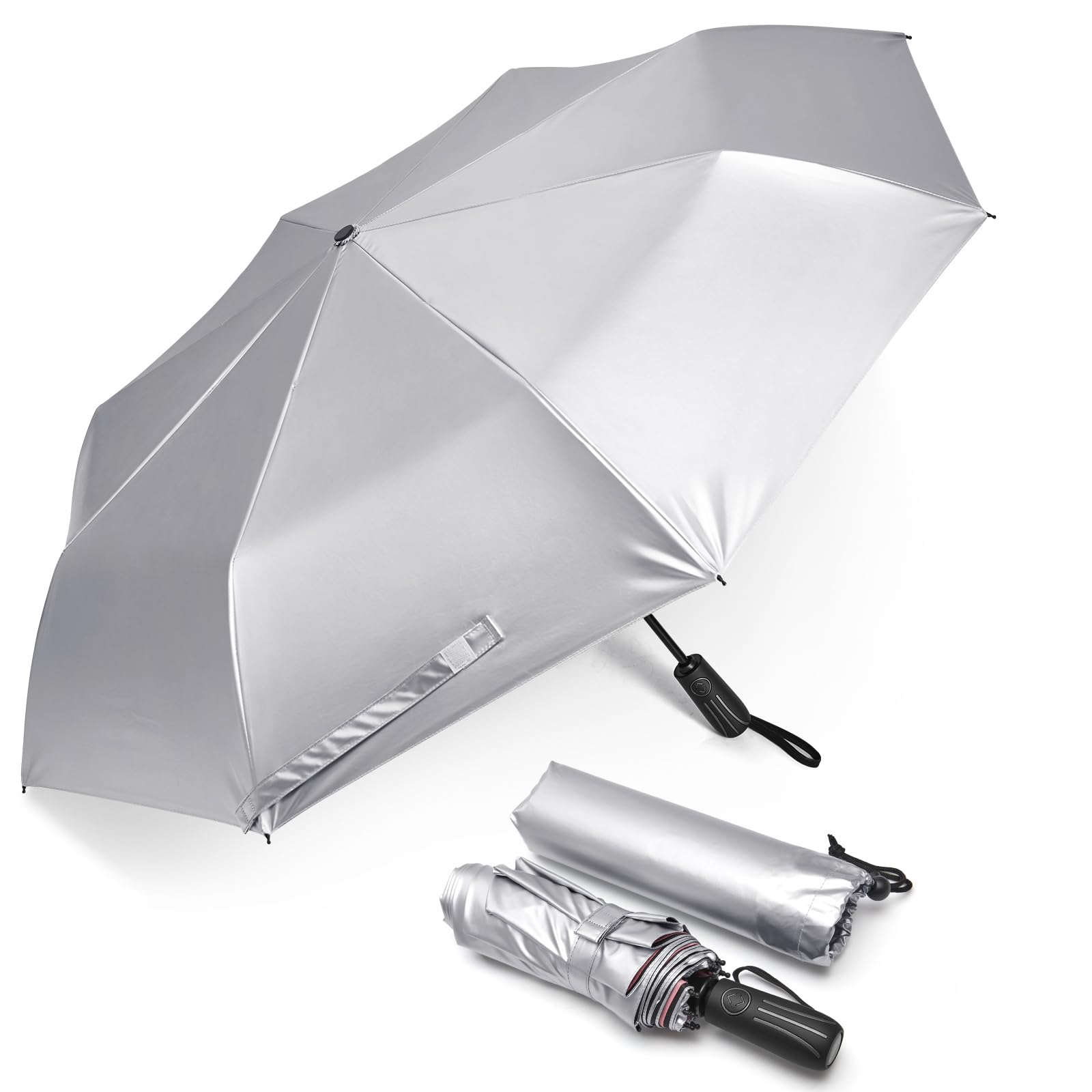G4Free UPF 50+ UV Protection Large Travel Umbrella 46 Inch Double Layer Auto Open Close Windproof Sun Blocking Umbrella