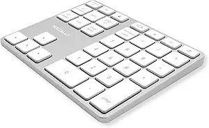 Macally Bluetooth Number Pad for Laptop - Rechargeable Wireless Numeric Keypad - Slim 35 Key Wireless Number Pad for Data Entry, 10 Key Numpad Compatible with Mac, MacBook, iPad, PC Desktop, Windows