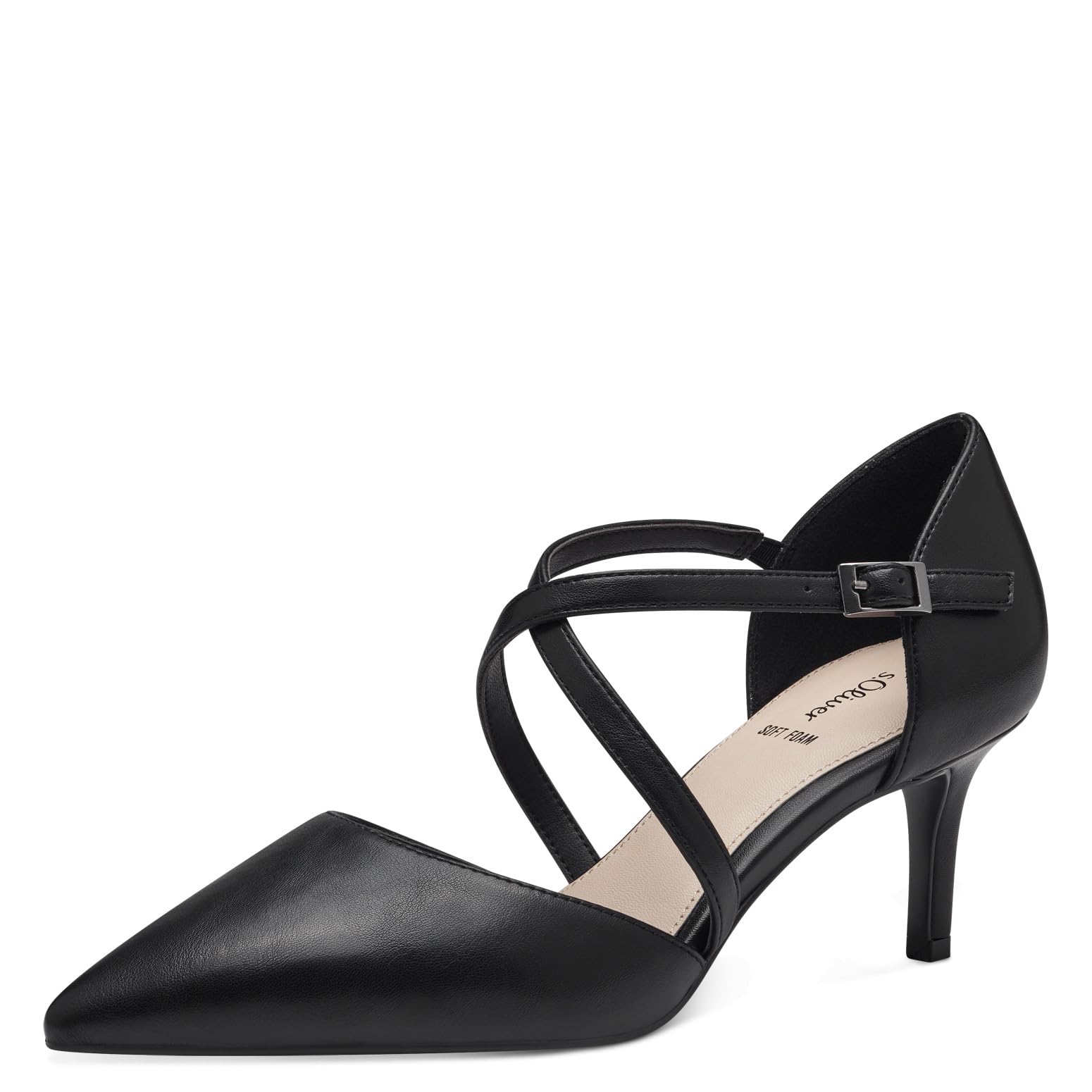 s.Oliver Women's Elegant Pointed Toe Pumps with Straps, Black, 8 UK