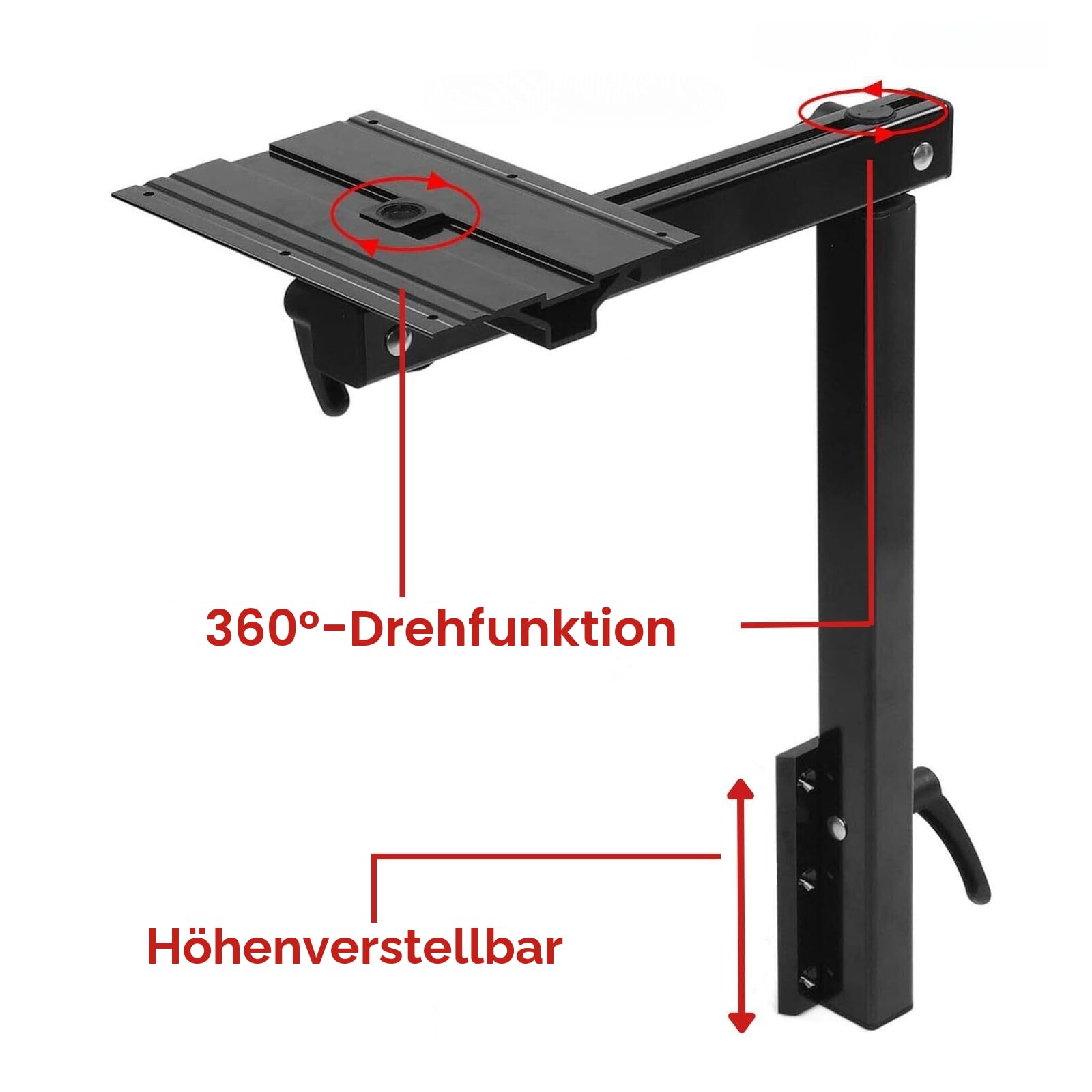 Marvix Abnehmbares, um 360° drehbares Tischbein, schwarz, abnehmbare Bodenhalterung, Wohnmobil-Beinsystem für T5, T6, Wohnmobil, Boot