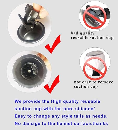 Miniatura 3 de Casco de pelo con ventosa para motocicleta, 14 pulgadas, 2 piezas, rojo (casco no incluido)