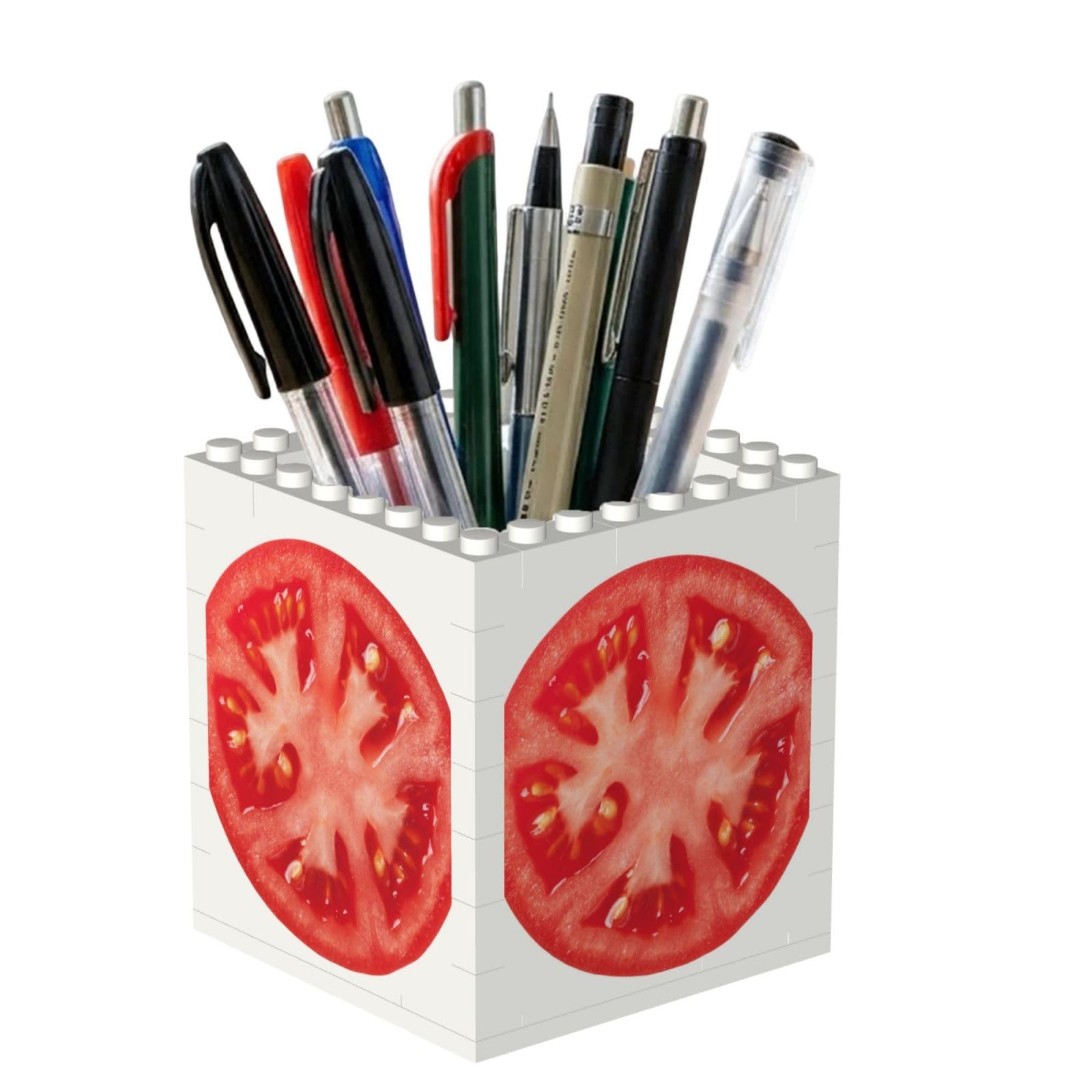 Poadnly Tomato Slice, Pen Pot Pencil Holder for Office Home School, Compact Desk Organiser for Office Stationery