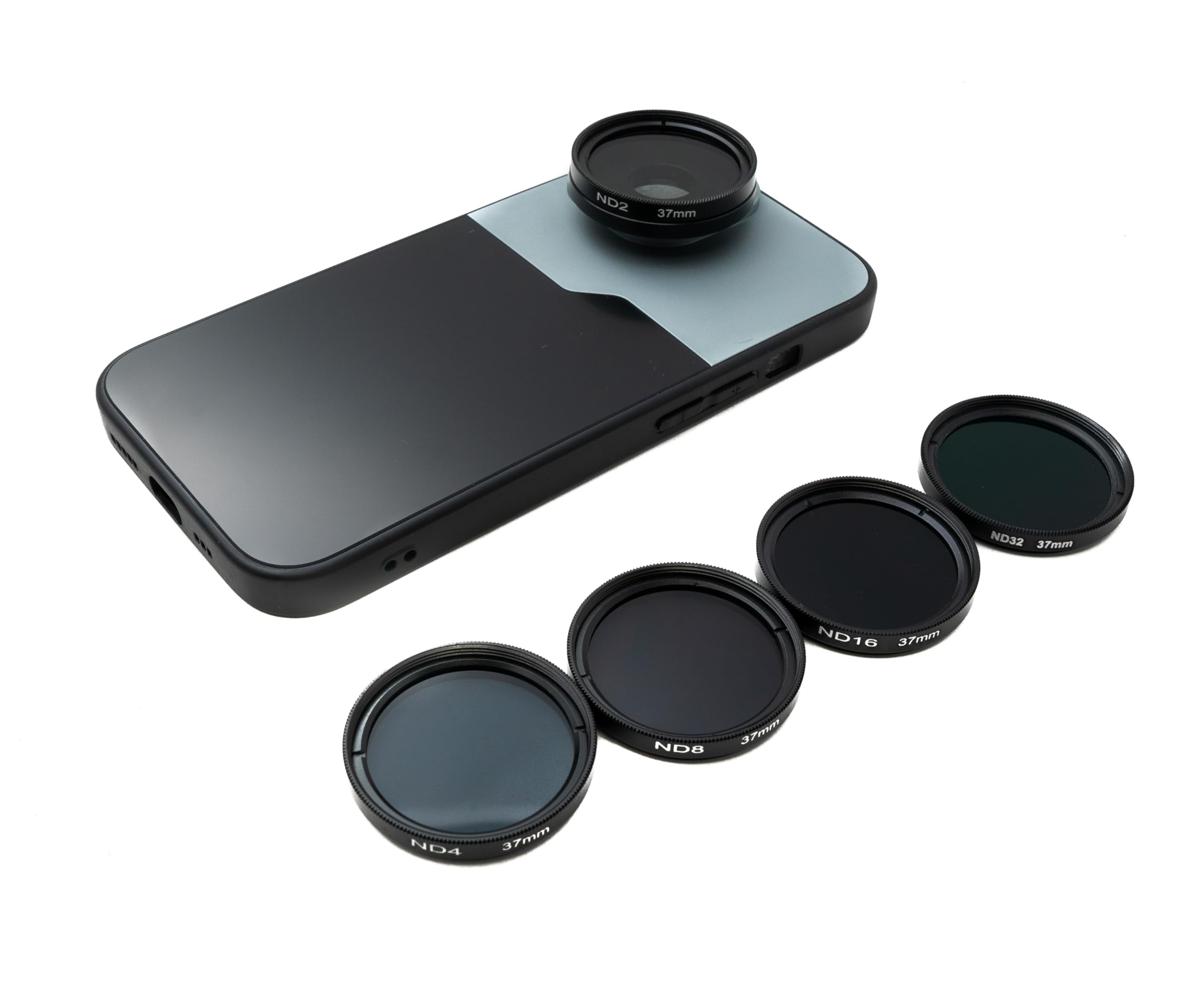 SYSTEM-S Zestaw filtrów ND 37 mm gęstość neutralna z gwintem etui i etui do iPhone 15