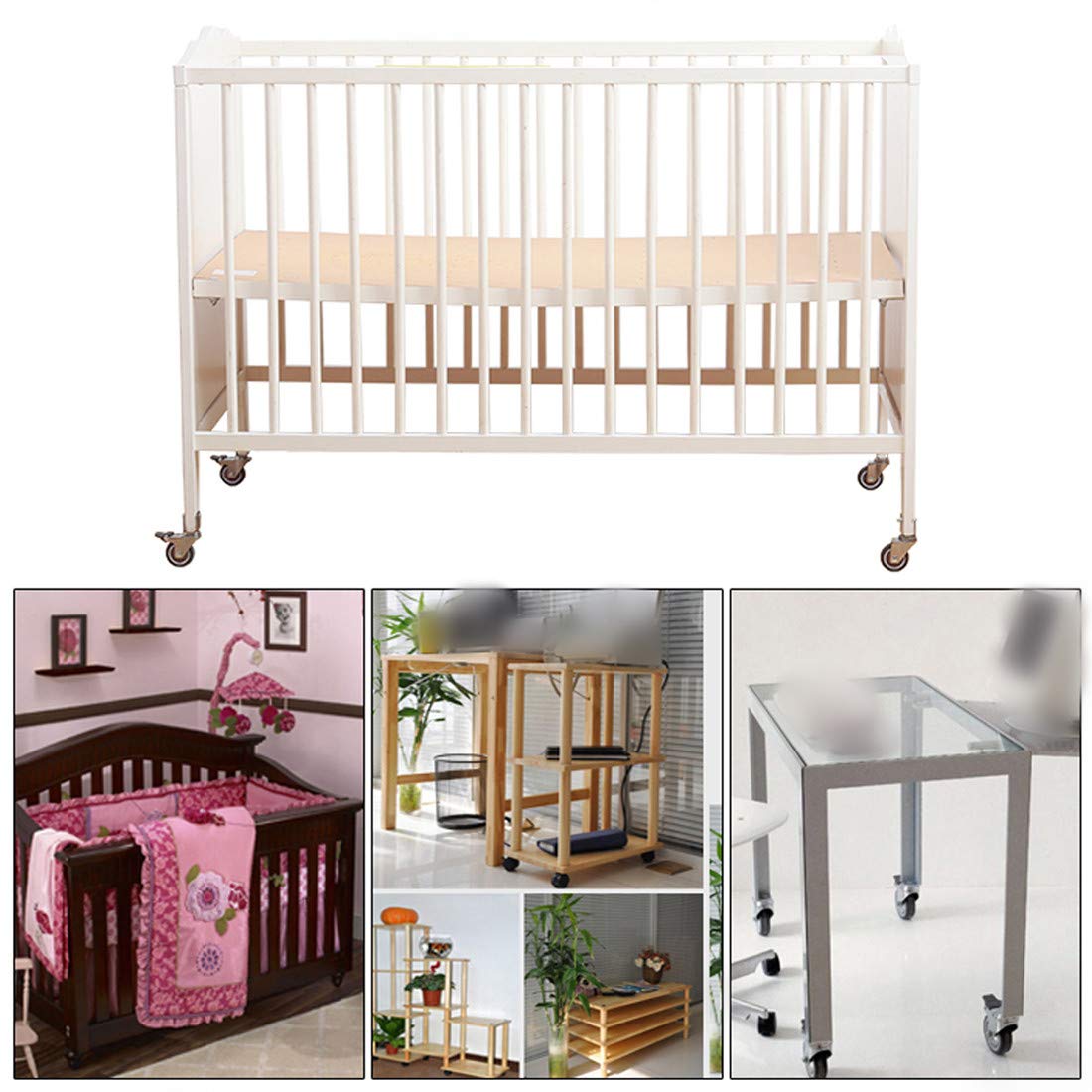 交換用キャスターホイール、小型スイベル家具キャスターホイール、ベビーベッド交換用キャスターホイール、ムービングミュートホイール、1.