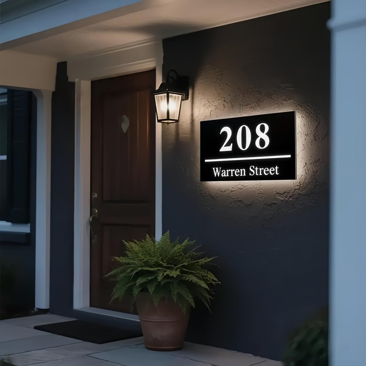 HDLOVDE Insegna LED Retroilluminata Moderna Personalizzata Per La Casa, Targa Con Numero Civico Inciso Con Struttura In Acrilico 3D, Design Illuminato Per Case Moderne, Facile Installazione
