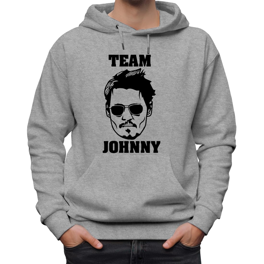 Team Johnny Depp klasyczna bluza z kapturem unisex dla mężczyzn i kobiet, szara