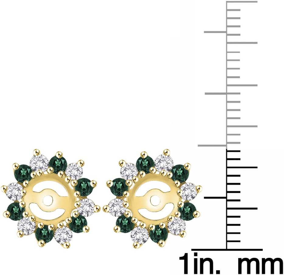 KATARINA 5/8 Cttw Diamond and Emerald Earring Jackets for Women in 14K Gold (I-J Color, I1 Clarity)