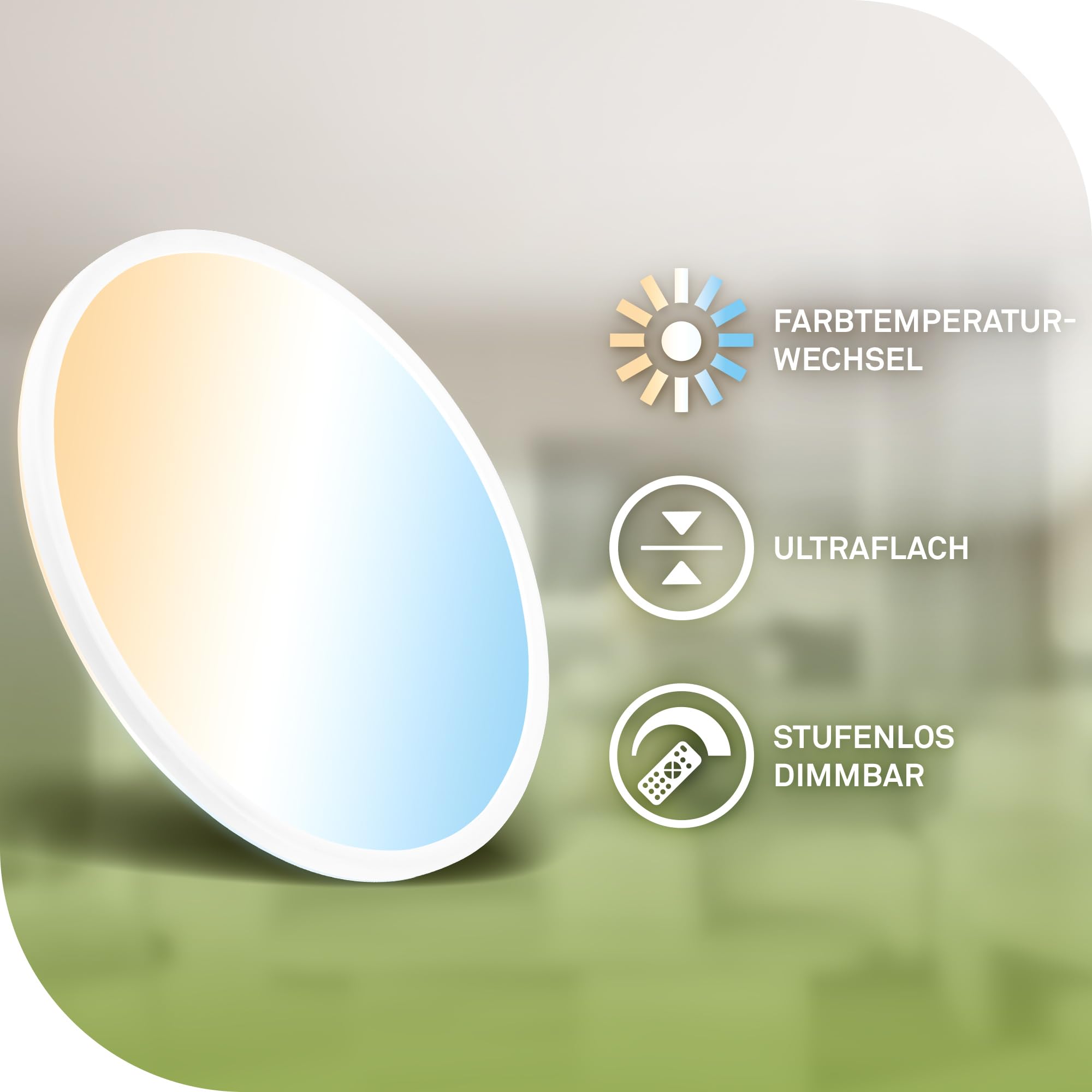 BRILONER - Panel LED, KEE A źródło światła, 14W 3000lm, płaski, CCT, pośrednie światło, do salonu, przedpokoju, kuchenna, lampa LED, 42x3 cm, biały