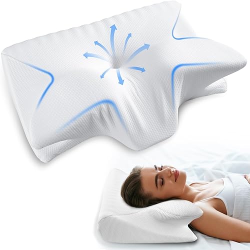 Almohada cervical para el cuello de espuma viscoelástica, 2 en 1, almohada ortopédica de contorno ergonómico para dolor de cuello, almohadas de