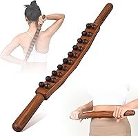 KEAJVXT Gua Sha Wood Massage Stick with 20 Beads - Lymphatic Drainage, Cellulite Reduction & Myofascial Release Tool