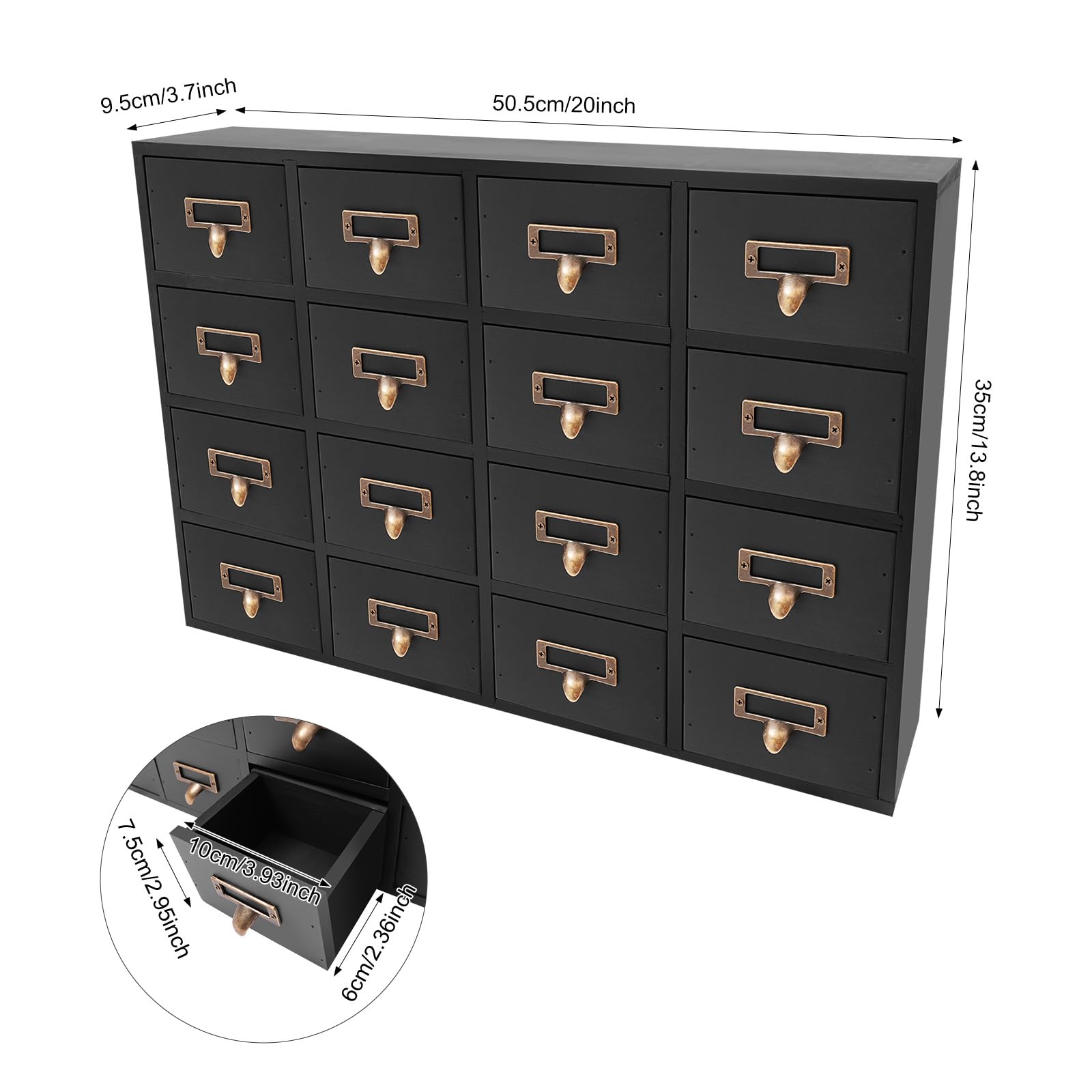 Armadietto da farmacista con 16 cassetti, in legno, per erbe, gioielli, forniture da ufficio, stile retrò, preassemblato, per casa, ufficio, cucina