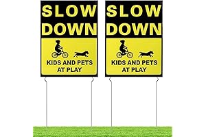 Slow Down Kids Sign, 2 Pack Double Sided Yard Signs, Outdoor Slow...