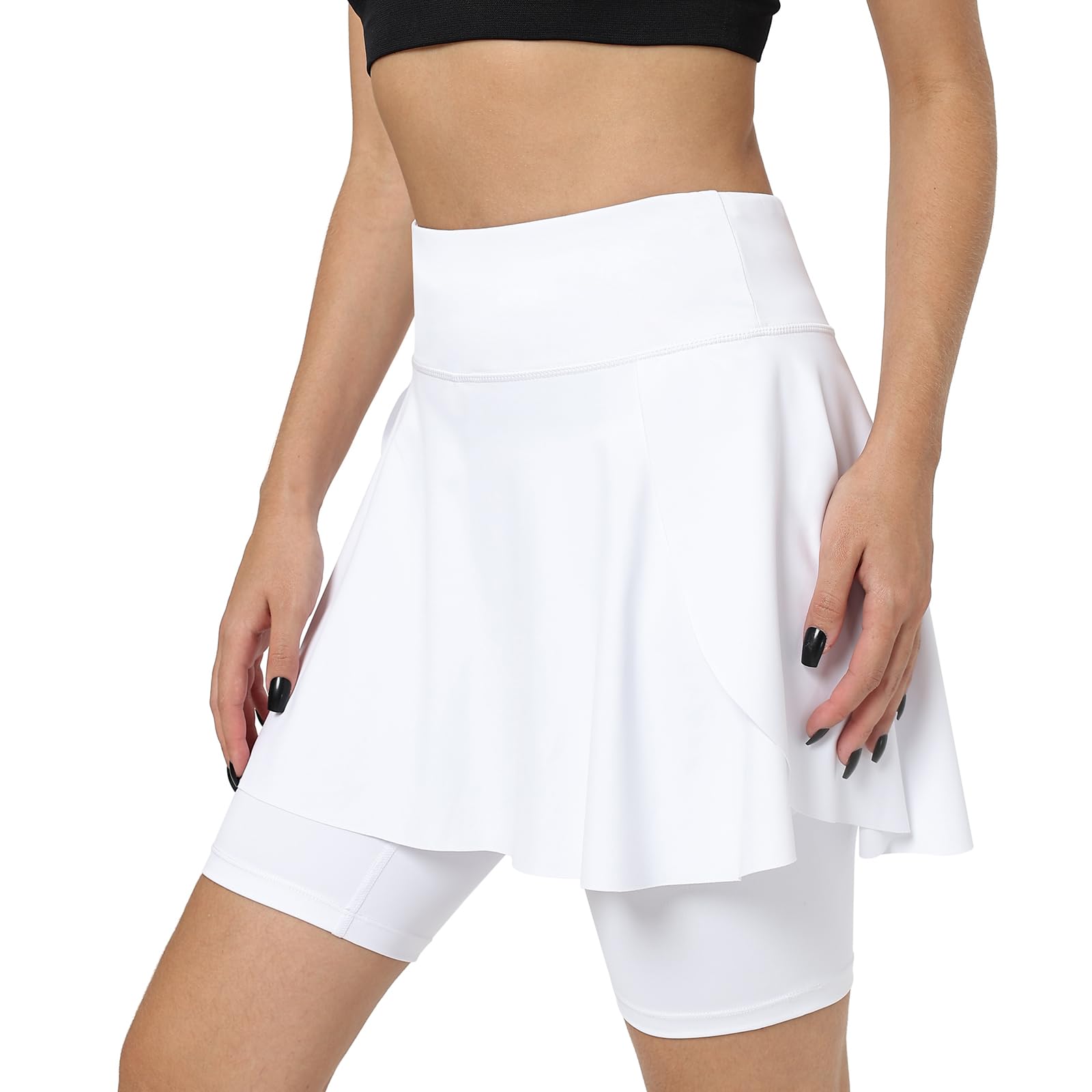 Falda pantalón para mujer con bolsillos con cremallera, faldas atléticas de golf, tenis, natación, longitud hasta la rodilla de 50,8 cm para mujer