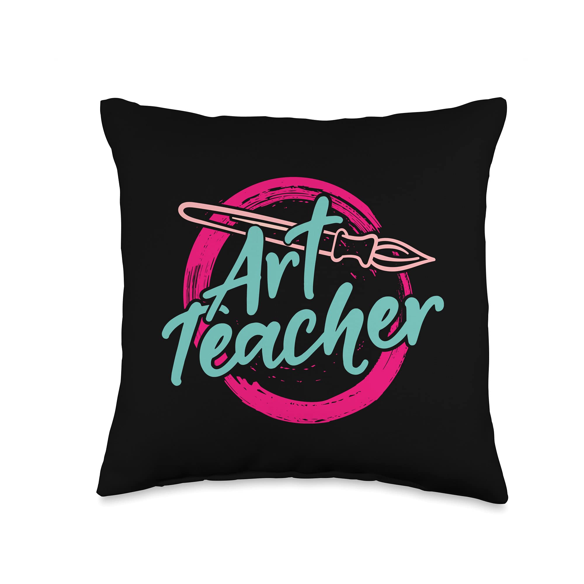 Art Teacher Creative Designs Cute Teacher Paint Brush-Art Professor Throw Pillow, 16x16, Multicolor