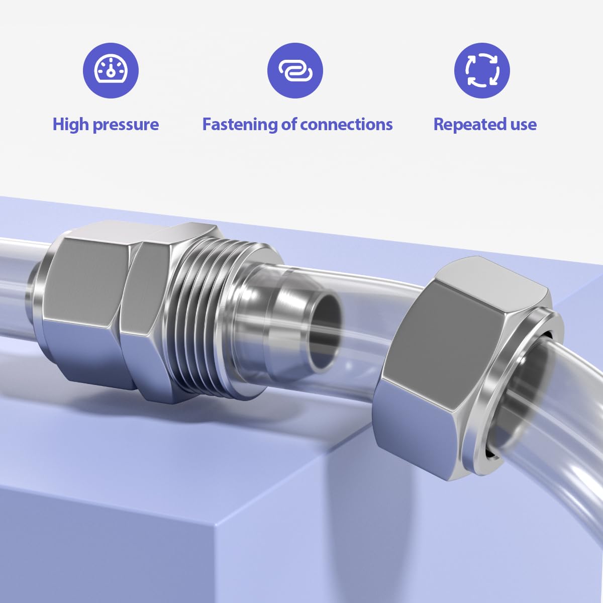 Bwintech 5 pezzi da 6 mm a 8 mm di raccordi riduttori pneumatici diritti con attacco a TUBO (KPG6-8)