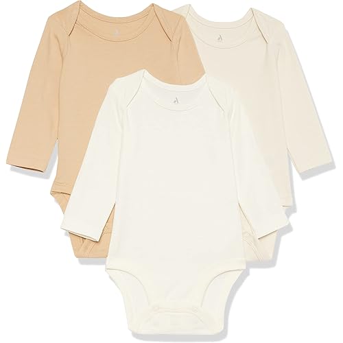 Amazon Essentials Unisex Babies' Cotton Stretch Jersey Long Sleeve Bodysuit (Previously Amazon Aware), Pack of 3
