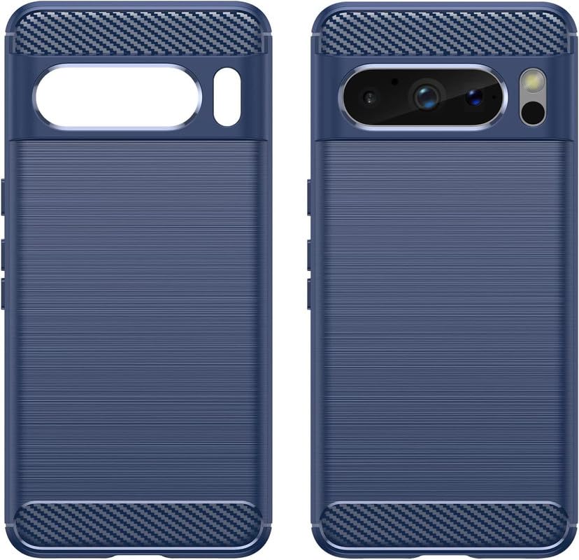 Image of NPRC Hybrid Ultra Slim Protective Case TPU Non-Slip Carbon Fiber Texture Shockproof Case Cover for Google Pixel 8 Pro - Blue