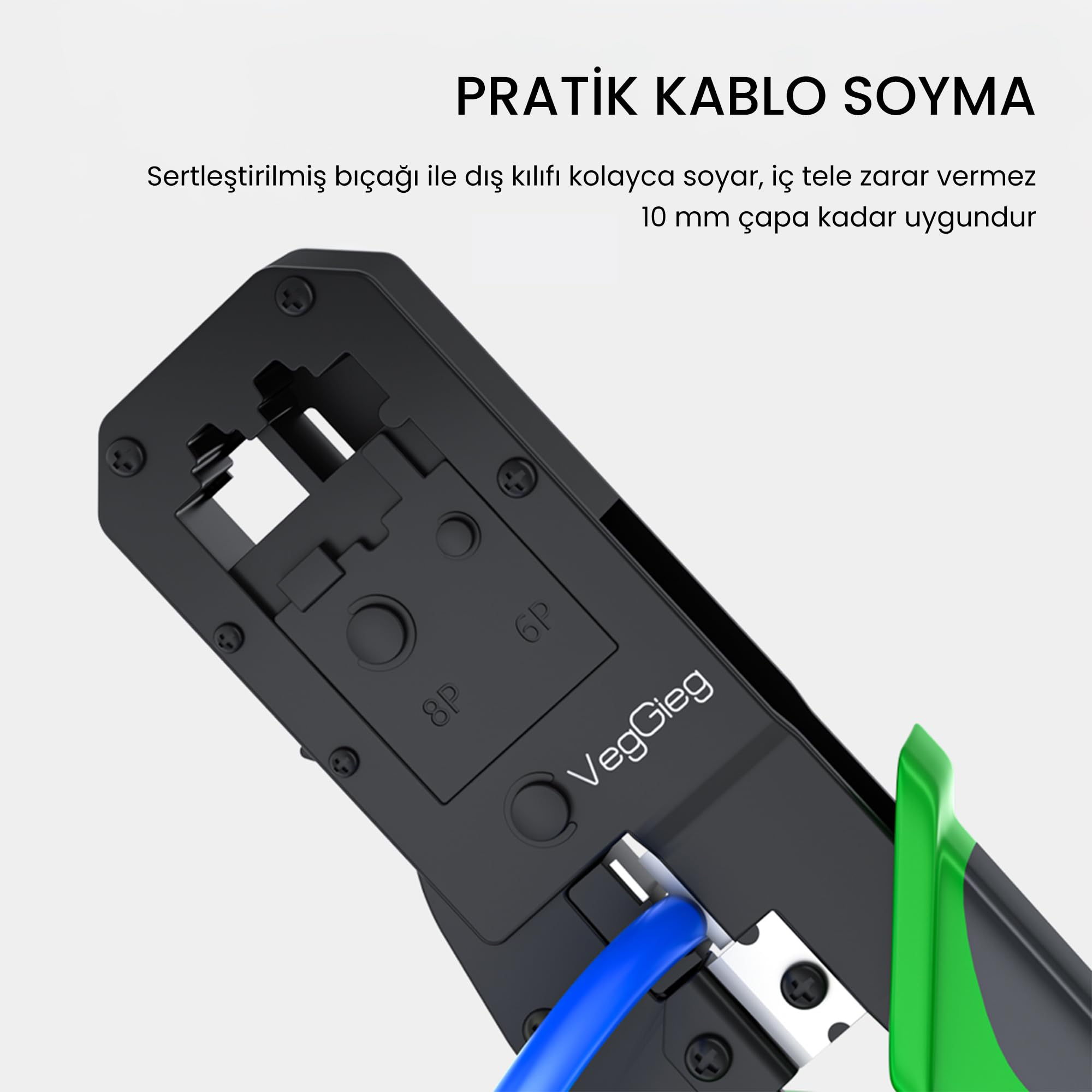 VegGieg RJ45 Ethernet RJ11 Telefon Soket Jack Sıkma Pensesi