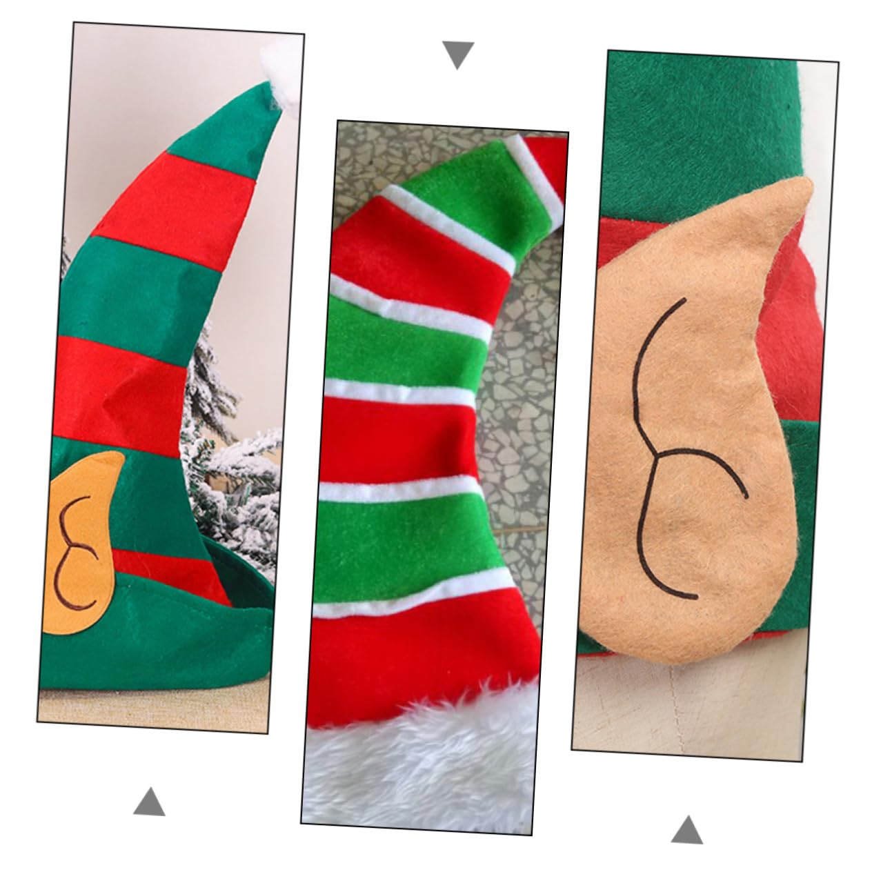 SHOWERORO 4pezzi Cappelli Da Elfo Natalizi Accessori Per Festività e Feste Di Natale Decorazioni Divertenti Per Giochi e Celebrazioni