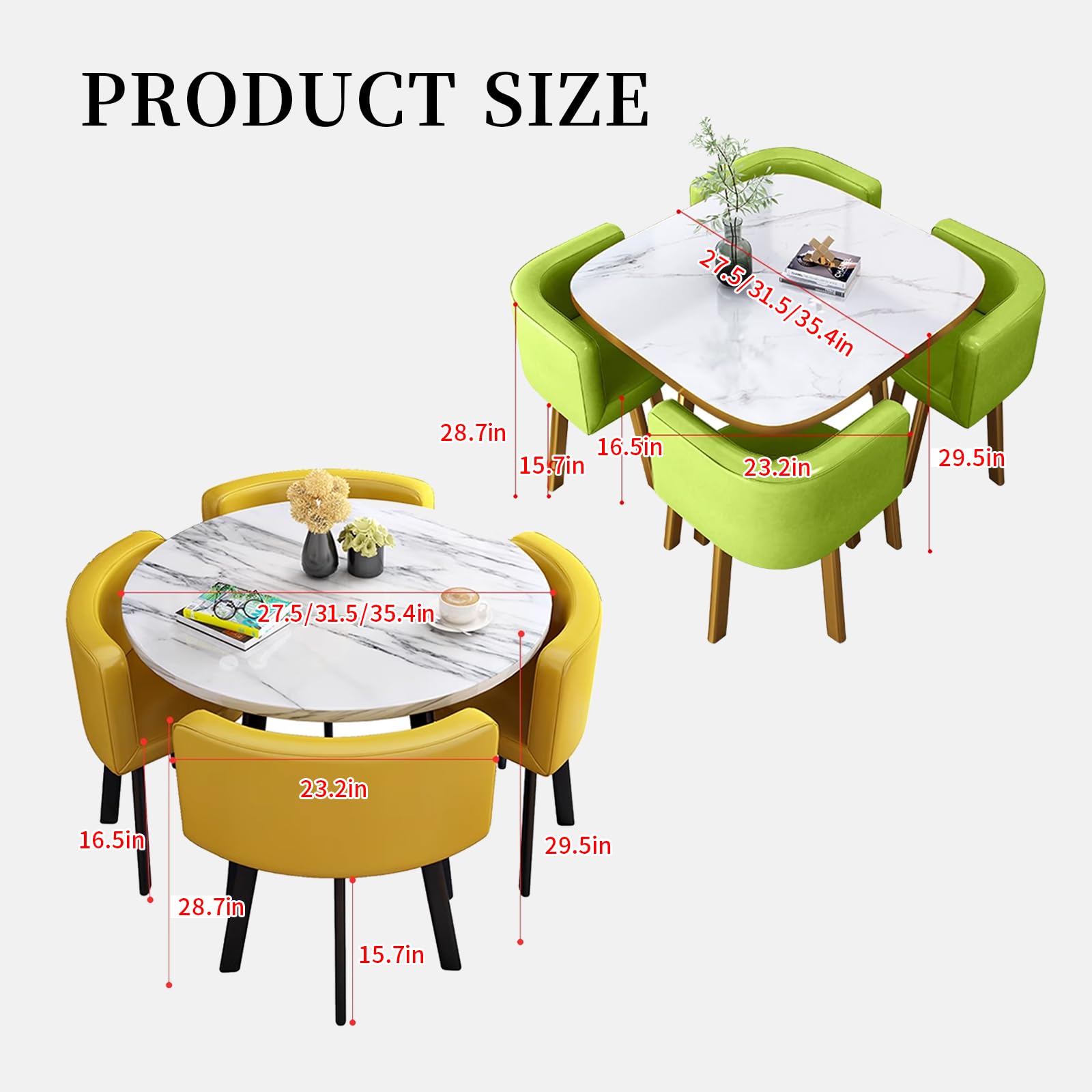 Okrągły zestaw 5-częściowy stół kuchenny z 1 stołem 4 krzesłami 80 x 75 cm / 31,5 x 29,5 cala uniwersalny okrągły stół konferencyjny do użytku domowego i biura