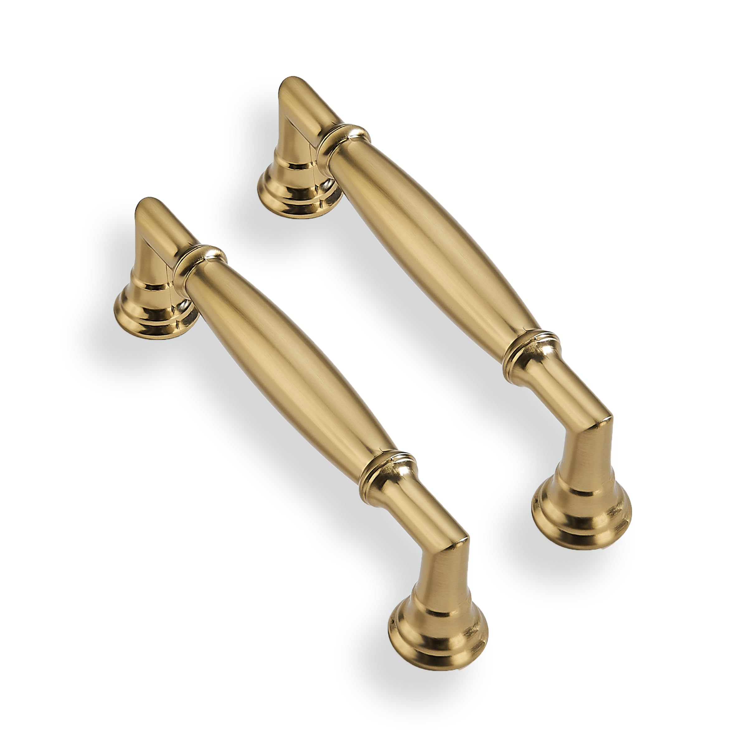 CABDM 10 Pack 3-3/4 Inch(96mm) Brushed Brass Cabinet Pulls Solid Heavy Duty Satin Brass Cabinet Pulls Kitchen Cabinet Hardware for Cupboard Drawer
