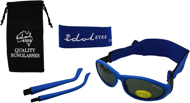 Baby Wrapz 2 Convertible Sunglasses 0-5 Years with 2 Headbands & Attachable Arms (Blue)
