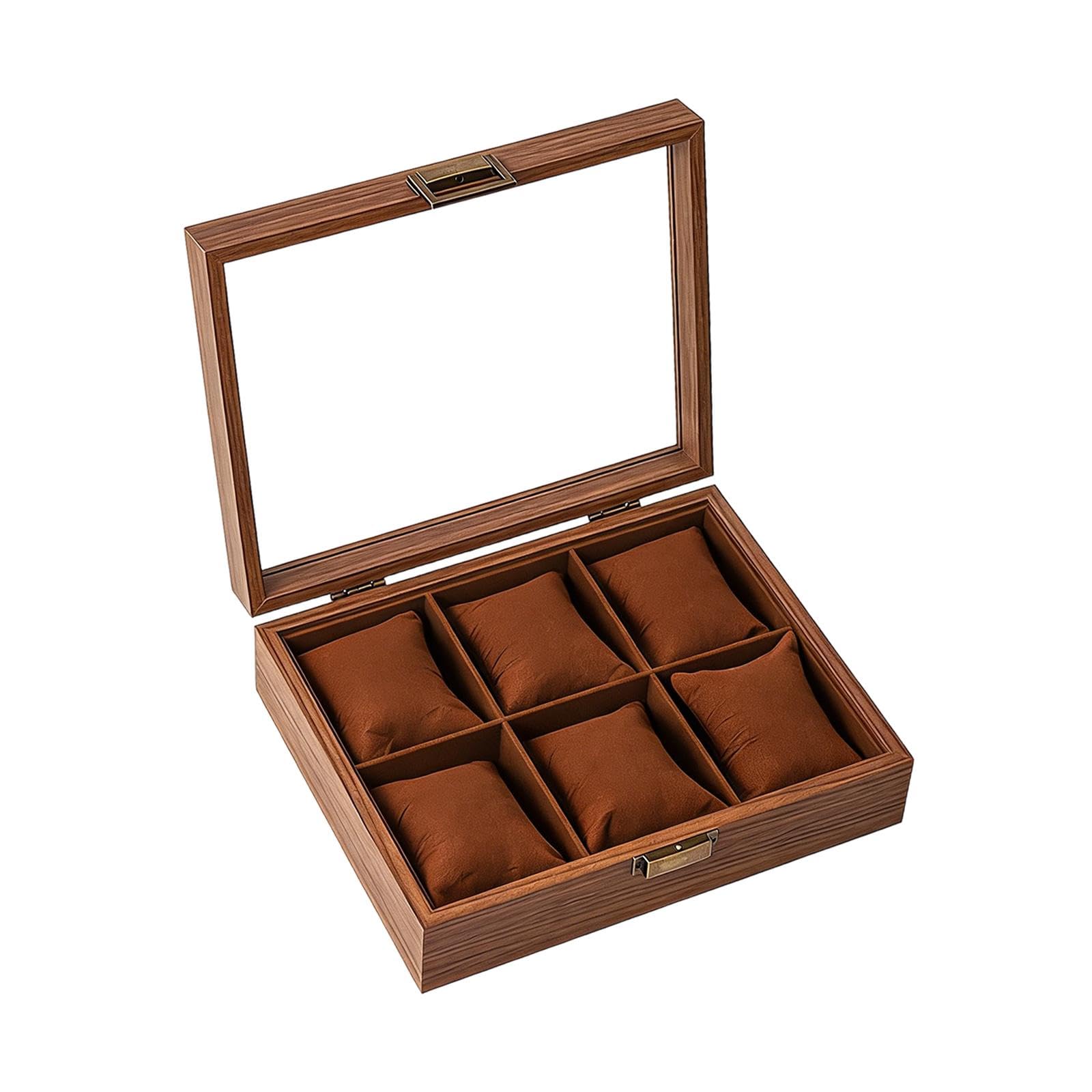 Oshhni Scatola porta orologi, organizer, contenitore antipolvere, classico, multiuso, premium, per uomo e donna, custodia per bracciali con coperchio in, 6 Slot