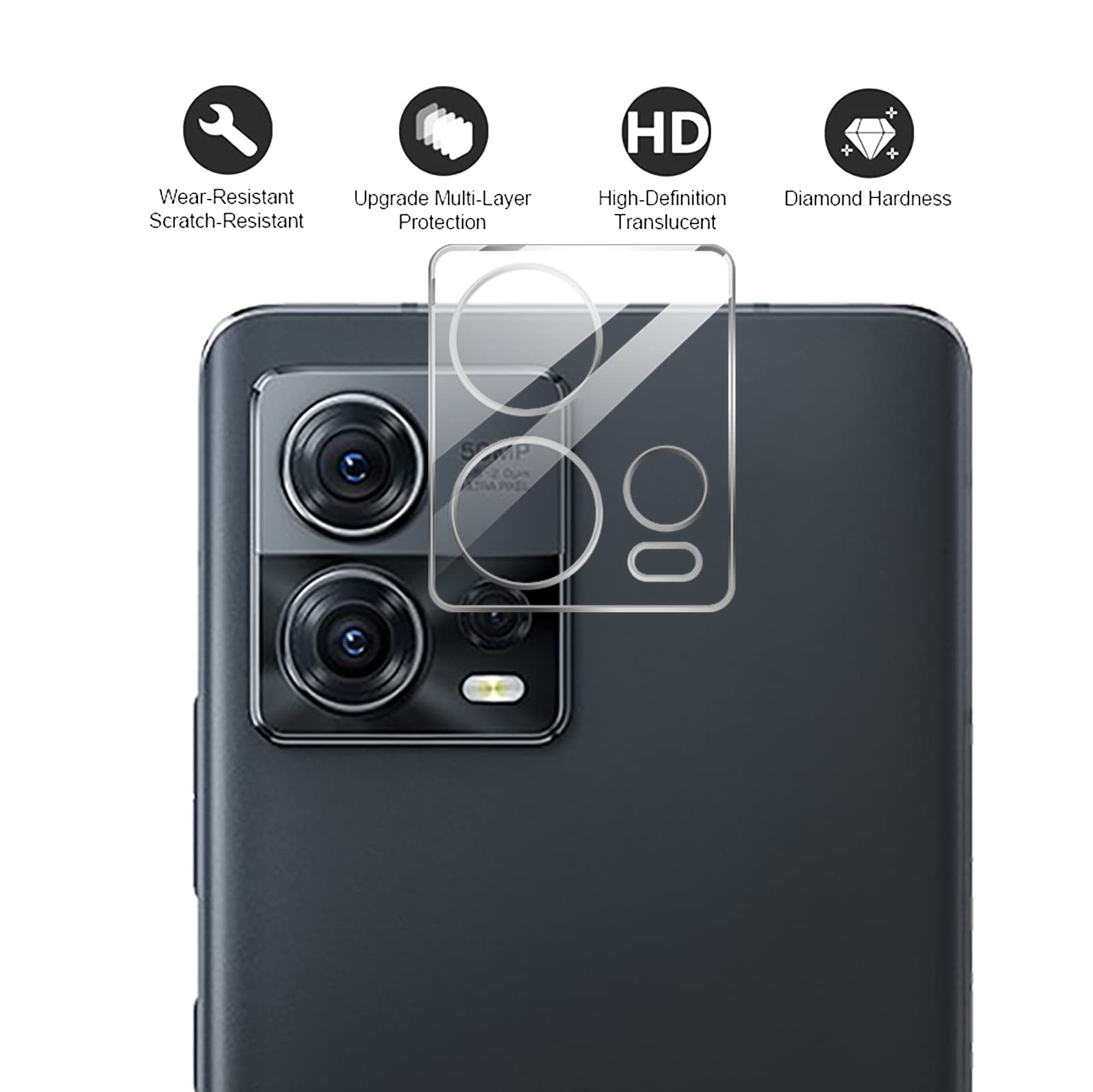 GIOPUEY [Super Sottile 4 Pezzi Pellicola Fotocamera Compatibile con Motorola Edge 40 Neo, HD Vetro Temperato [Resistente ai Graffi] Protezione Fotocamera per Motorola Edge 40 Neo