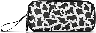 Wfrish Large Pencil Case,Cow Print Big Capacity Pencil Pouch 3 Compartments,Zipper Pencil Box, Back to School Supplies for Teen Girls Boy Student College Adults,Travel Essentials Blue White Black