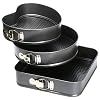 TRIXES Spring Form Cake Tin - Set of 3 - Heart Square Round Shapes with Loose Base - Non-Stick Quick Release Springform Baking Pan Shapes - Great for Sponge Cakes and Cheesecakes
