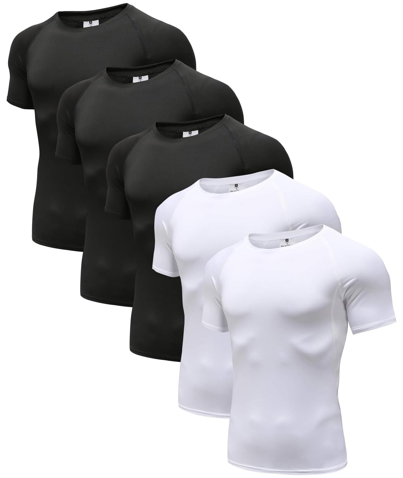 Holure Men's (Pack of 1 or 3 or 5) Cool Dry Compression Short/Long Sleeve Sports Baselayer T-Shirts Tops