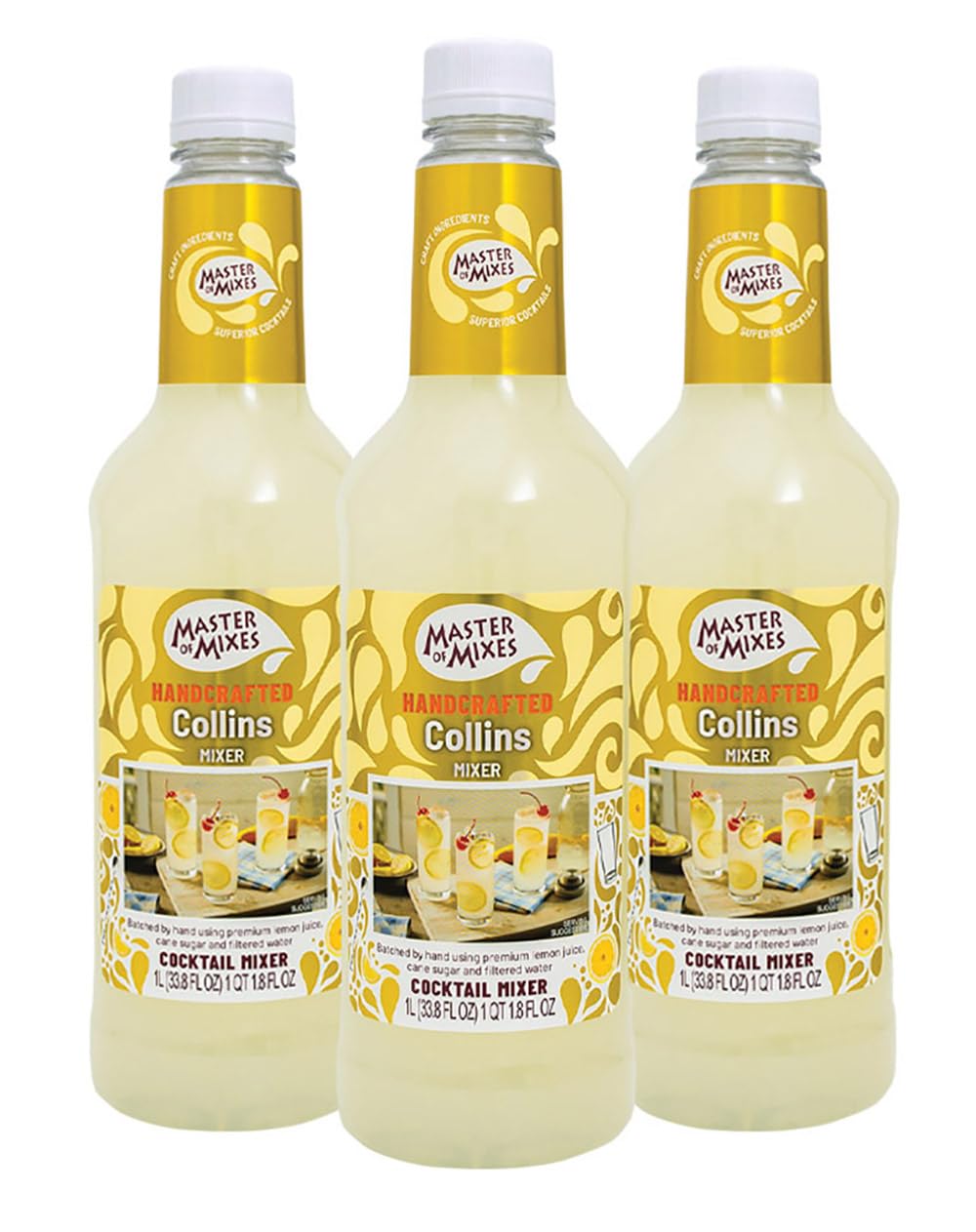 Collins Drink Mix, Ready to Use, 1 Liter Bottle (33.8 Fl Oz), Pack of 3