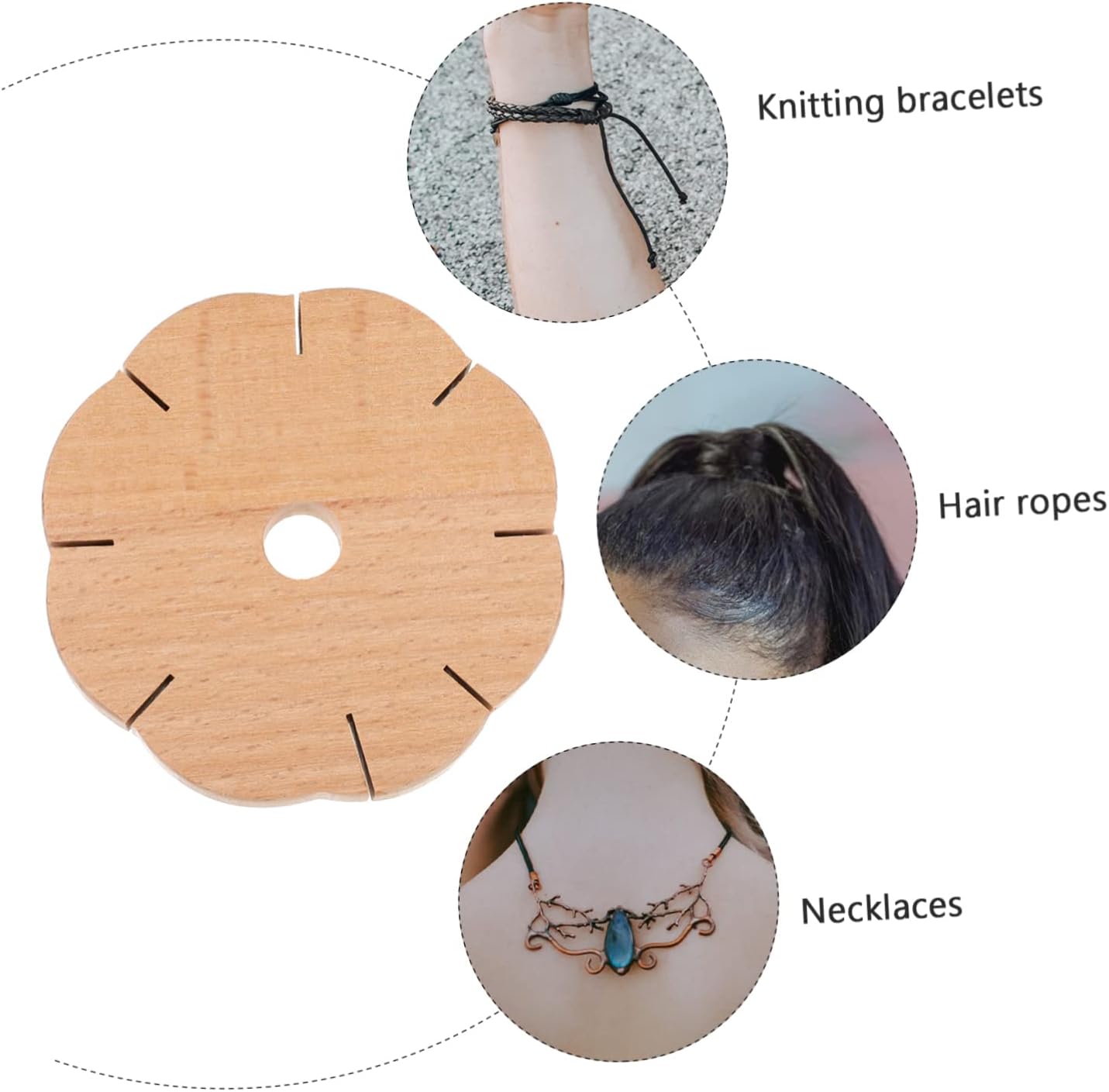TEHAUX 1pc Wooden Bracelet Knitter Portable Craft Tool for DIY Knitting Design Rounded Corners for Jewelry Making and Cord Bracelet Creation image 3