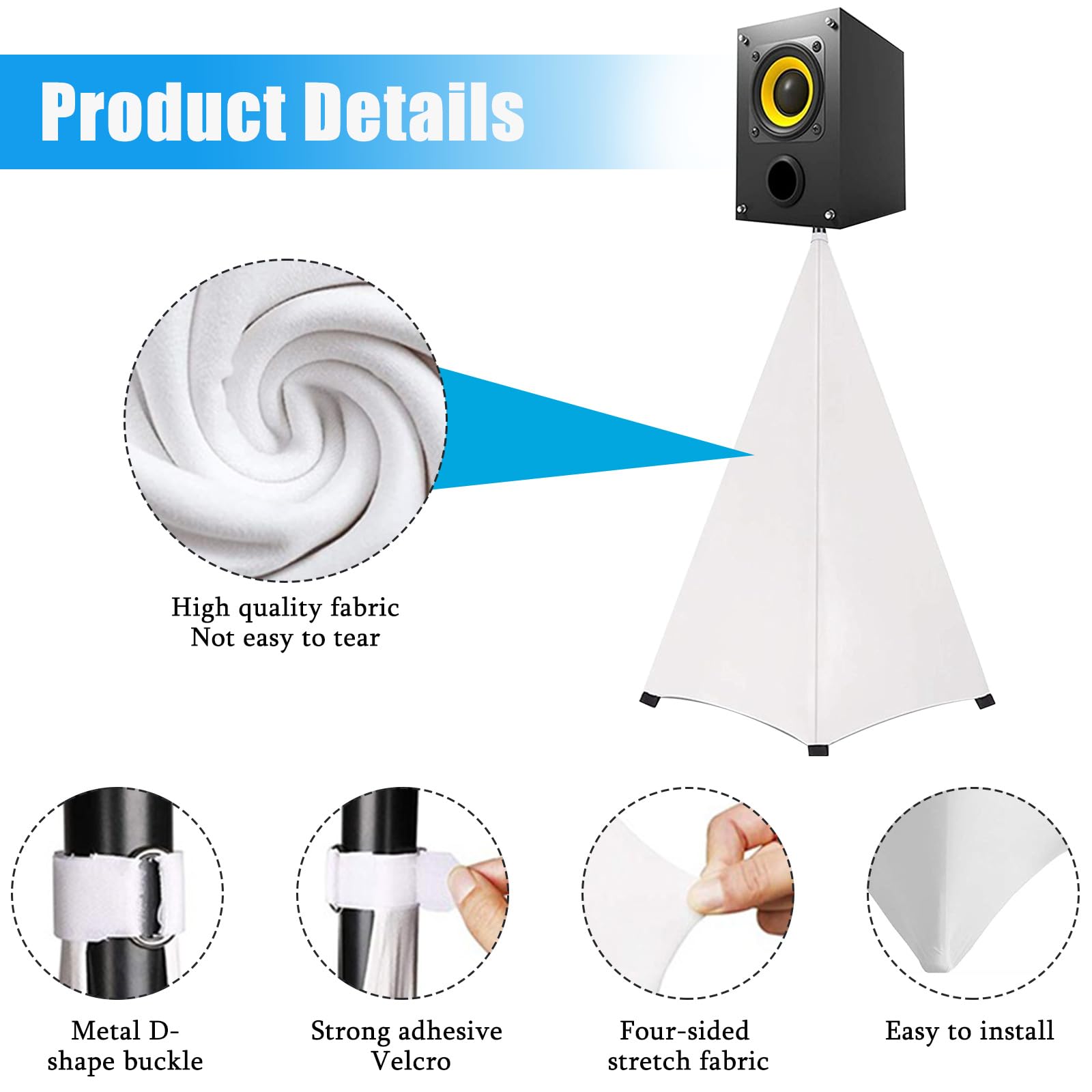 kyaoayo Speaker Stand Cover, Pack of 2 Tripod Covers for Speakers Double-Sided, DJ Light Speaker Stand, Tripod Frame Cover - Image 3