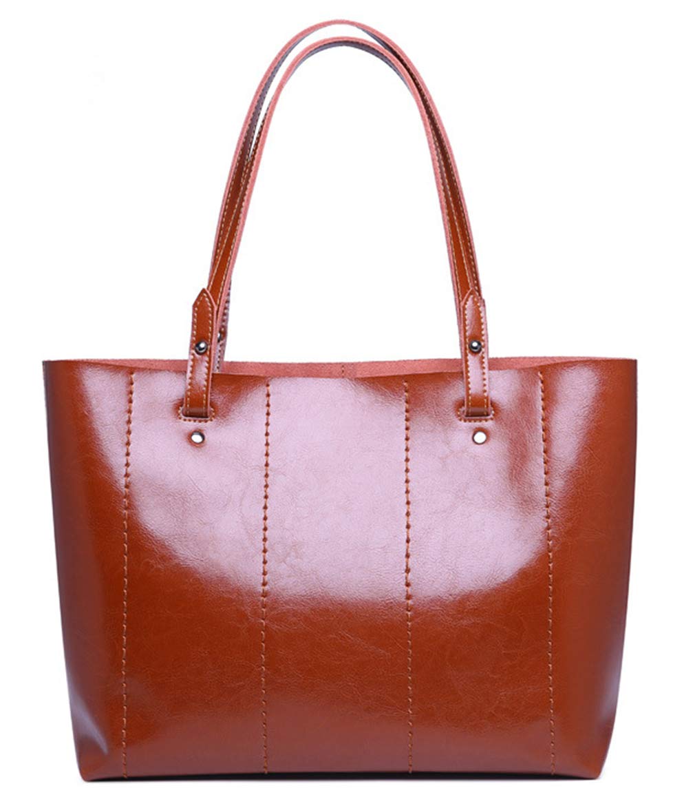 SAIERLONG Womens Retro Style Brown Genuine Leather Handbag Top Handle Bags