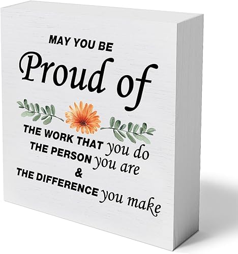 Letrero de madera con texto en inglés May You be Proud of The Work That You Do, letrero inspirador de madera positiva para el hogar, oficina,