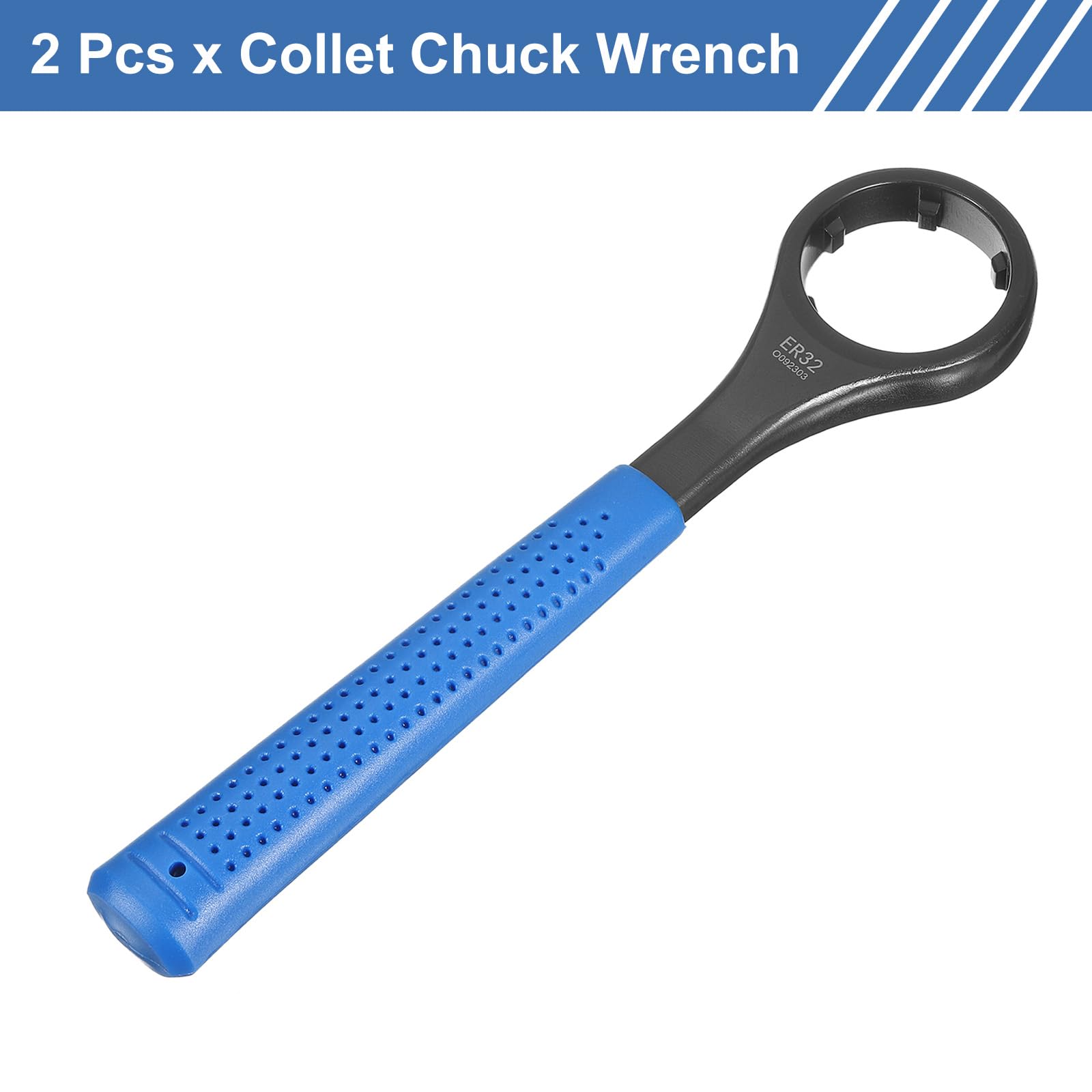 uxcell 2pcs ER32UM O-Type Collet Chuck Wrench Spanner 40CrV Integral Type Nut Spanner with Non-Slip Handle for Clamping Nut Milling Machine Lathe Chuck Holder Tools - Image 3