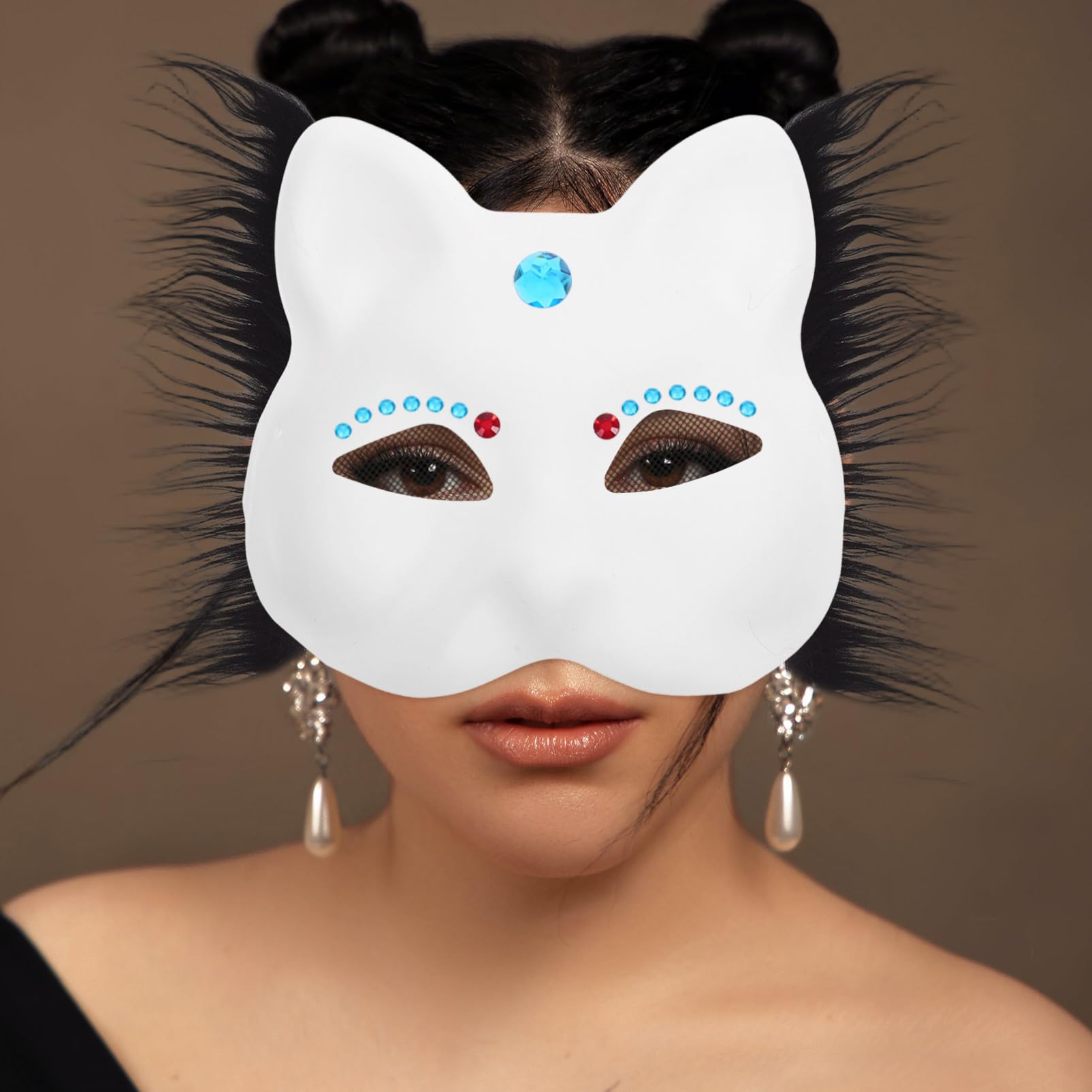 PRETYZOOM Selbstgemacht Katzen Halbmaske Bastelset 1 Satz aus Papier
