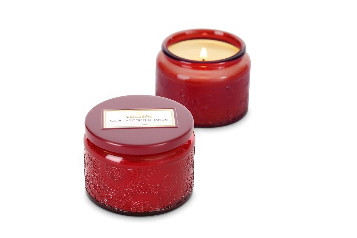 Voluspa Goji & Tarocco Orange Petite Glass Candle in Colored Jar w/Lid 3.2 oz