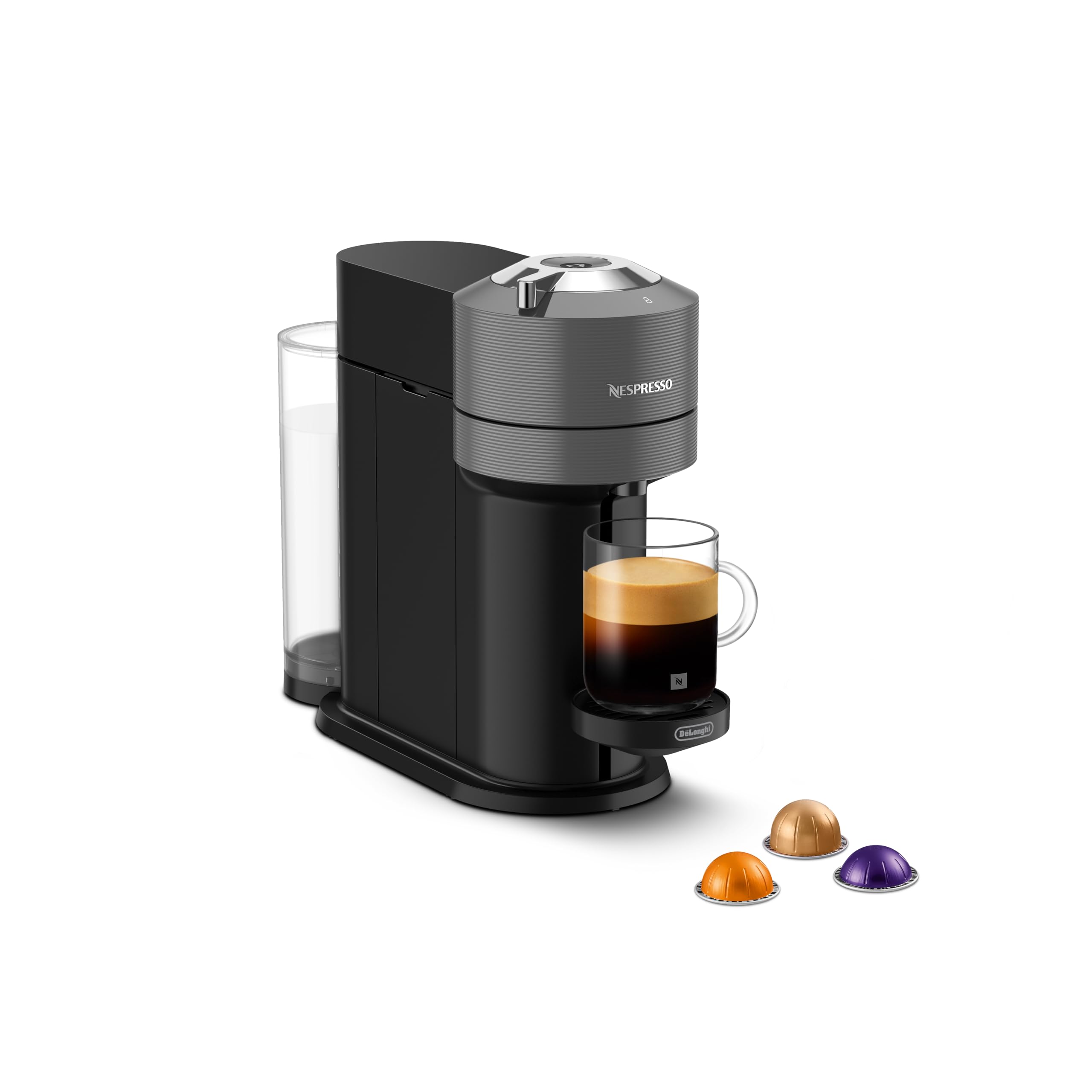 Nespresso Vertuo Next ENV120.GY Macchina del Caffè compatibile con le NUOVE CAPSULE NESPRESSO con Tecnologia Centrifusion, Serbatoio acqua 1L, Grigio