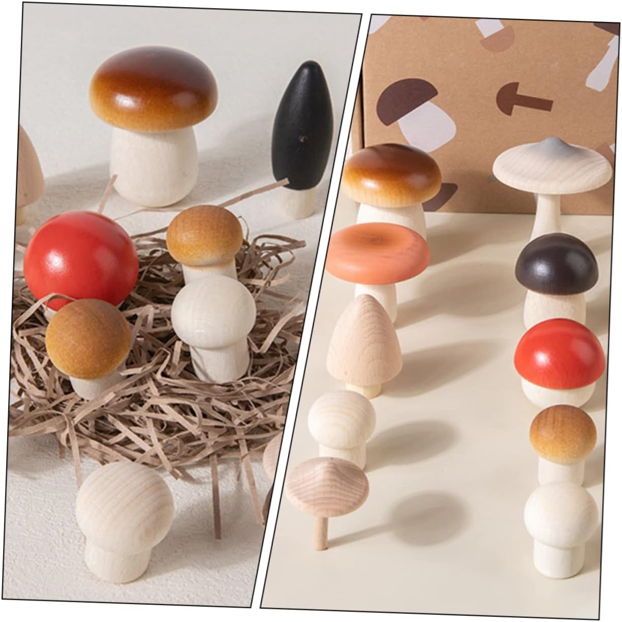 Totority 1set Wooden Mushroom Craft Natural Decorative Mushroom Statues for and Play Lightweight and Realistic for Boys and Girls Imaginative Play