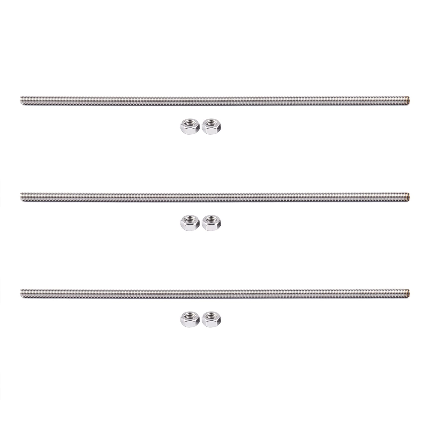 3 x pręt gwintowany ze stali nierdzewnej 320 mm x M8 srebrny odcień