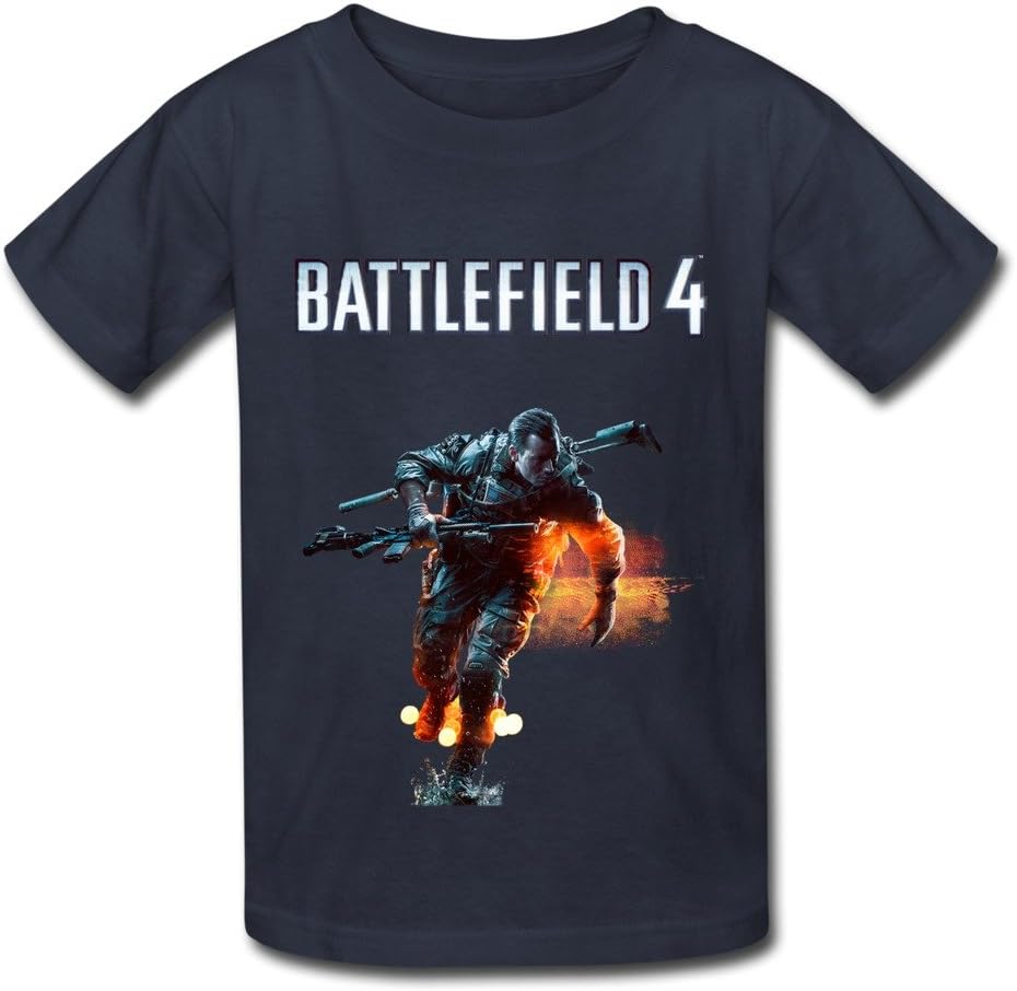 QMY Kid's Cool Battlefield 4 Soldier T-shirts Size L Navy