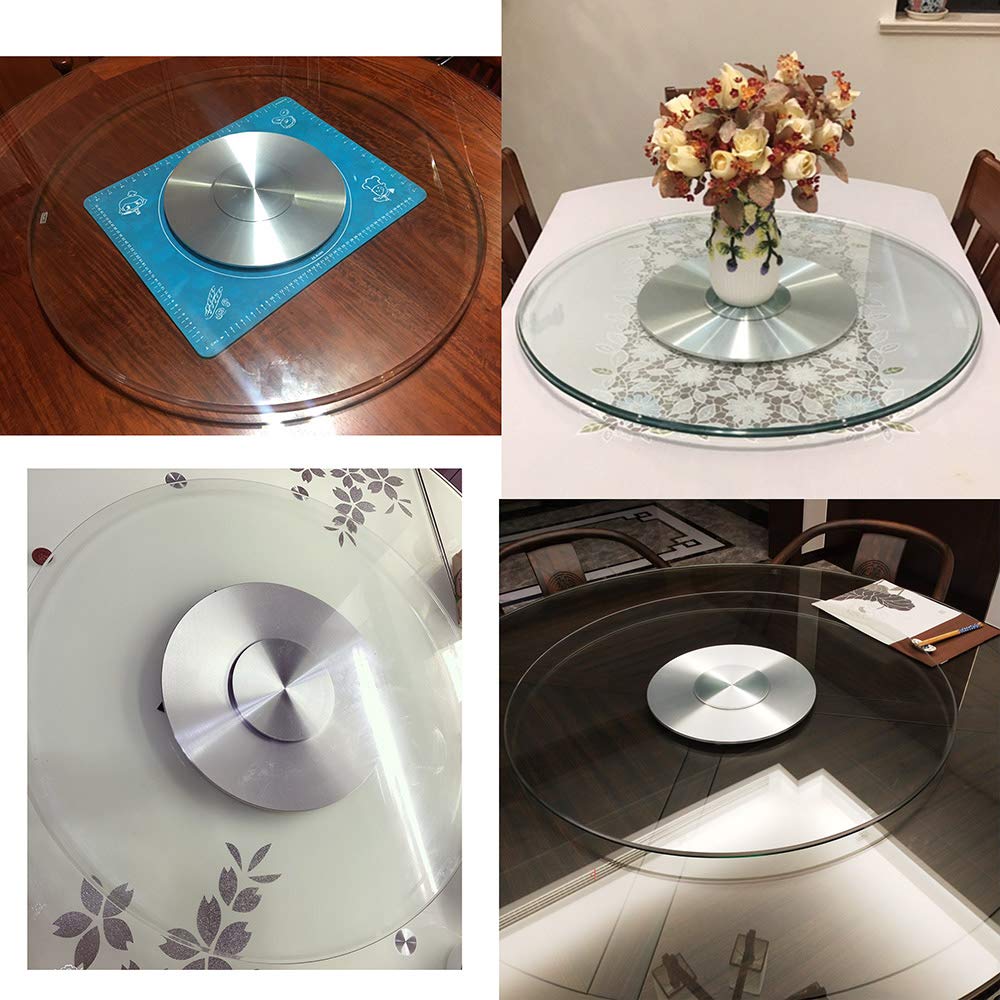 Ø60-120cm/23.6″-47.2″ Plateau tournant en Verre trempé de 10 mm d'épaisseur Lazy Susan,Plateau de Service Rotatif pour Table à Manger à 360 degrés,Rotation Douce et Transparente